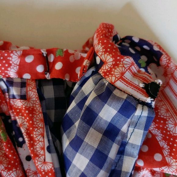 Patchwork Skirt Set Ruffle Sleeve Crop Top Maxi Skirt Red‎ Blue White - Picture 5 of 6